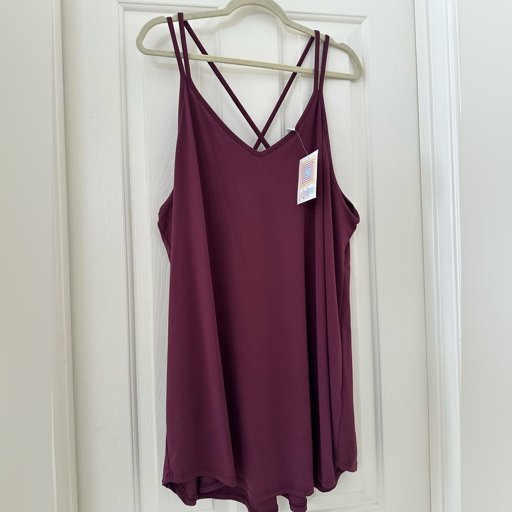 LuLaRoe Daniella Cross Back Camisole Tank Top 2XL 20-22 Eggplant Purple NWT